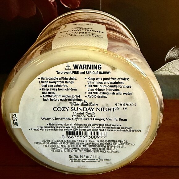 NEW COZY SUNDAY NIGHT 3-Wick 14.5 oz Candle by Bath & Body Works - Picture 3 of 4